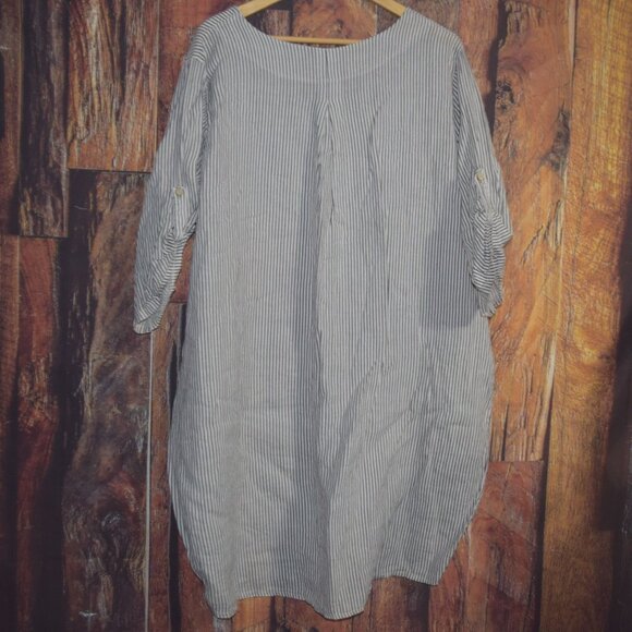 Giuseppa Made in Italy Women's Sz M/L 100% Linen Pocketed Dress - Picture 3 of 6